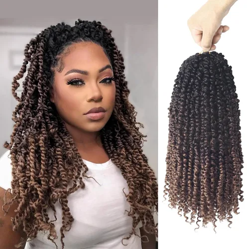 Miniatura 106 de Bileaf Cabello de Ganchillo Passion Twist Pre-retorcido de 10 Pulgadas, 8 Paquetes de Ganchillo Passion Twist, Cabello Corto Passion Twist