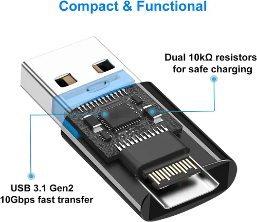 Miniatura 6 de Adaptador USB a USB C, adaptador tipo C a USB 3.1 de 10 Gbps compatible con iPhone 17 16 15 14 13 12, Samsung Galaxy S25 S24 S23 S22 S21, MacBook