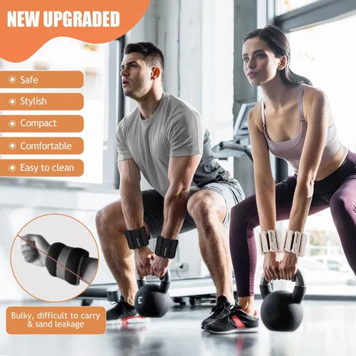 Miniatura 3 de BECOJADDE Juego de 2 pesas para tobillo (1 libra/2 libras cada una) para mujeres y hombres, pulsera ajustable para muñeca para gimnasio en casa