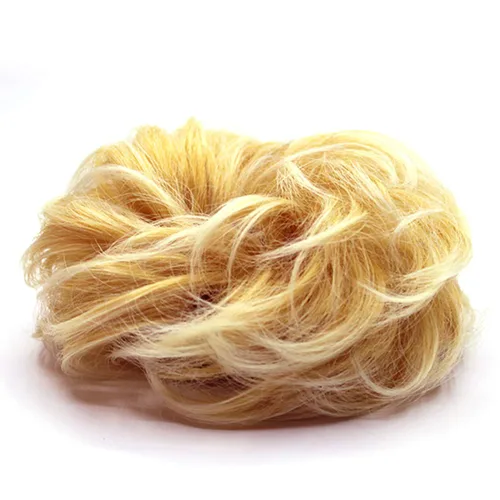 Miniatura 4 de 2 piezas de extensión de cabello desordenado de moño rizado ondulado con banda de goma elástica para coleta de caballo (144T613)