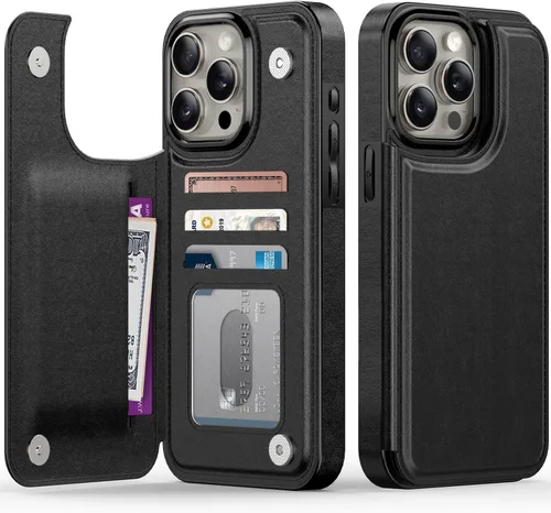 Miniatura 24 de FUNMIKO Funda tipo cartera para iPhone 13 con tarjetero, bloqueo RFID, protección de grado militar y obras de arte impresas con rayos UV, cierre
