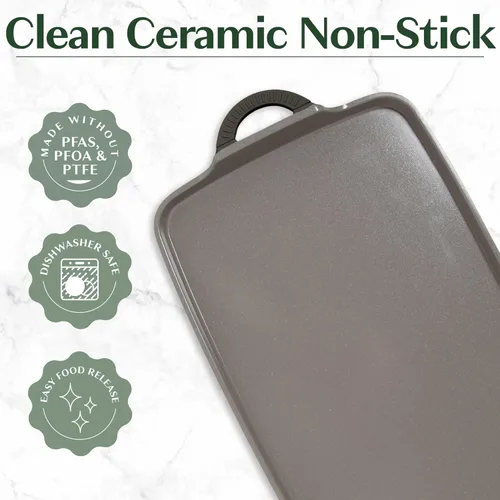 Miniatura 4 de Goodful Plancha de doble quemador todo en uno, cerámica antiadherente, aluminio fundido duradero, apto para horno y lavavajillas, fabricado sin