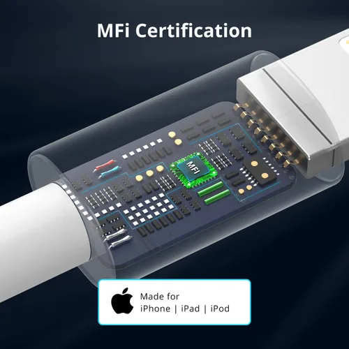 Miniatura 2 de JJCALL - Cable USB C a Lightning de 1 m [Certificado Apple MFi], cable de carga rápida para iPhone, USB-C, suministro de energía, cable de carga