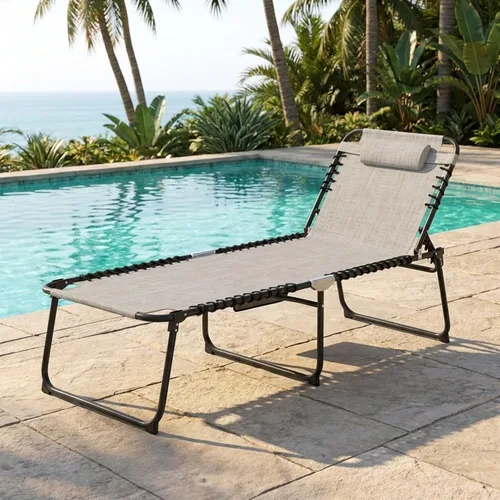 Miniatura 5 de Tangkula Widen - Sillón plegable y reclinable, portátil con 4 posiciones de respaldo, 2 posiciones de patas, almohada, silla de playa para tomar