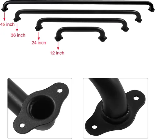 Miniatura 2 de Barandillas de mano para escaleras de montaje en pared de 12 pulgadas para interiores, pasamanos de tubo de metal de 1 pie, barandilla de seguridad