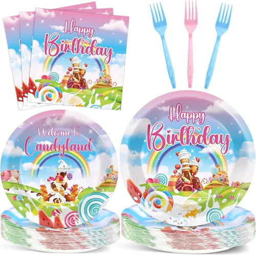 Miniatura 28 de 96 piezas de suministros para fiesta de primer cumpleaños de bebé, platos de papel para primer cumpleaños de niño, servilletas, decoración de fiesta