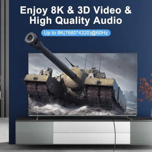 Miniatura 5 de Cable HDMI 8K/10K/4K 3.3 pies (1M), 48Gbps Ultra Alta Velocidad, 8K @60Hz 4K @120Hz eARC HDCP 2.0/2.1/2.2/2.3, Cable trenzado de nailon, compatible