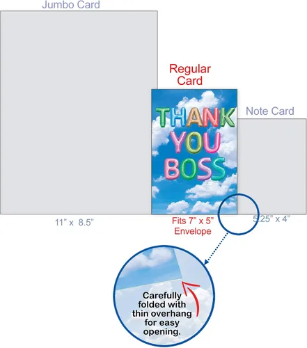 Miniatura 8 de The Best Card Company Boss Thank You - Tarjeta de felicitación con sobre de 5 x 7 pulgadas, 1 tarjeta, (no 3D o elevado) mensajes inflados