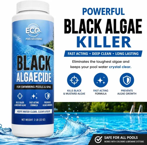 Miniatura 3 de Alguicida negra para piscinas y spa – Eliminador de algas de piscina de acción rápida para algas negras y mostazas – Tratamiento de choque para agua