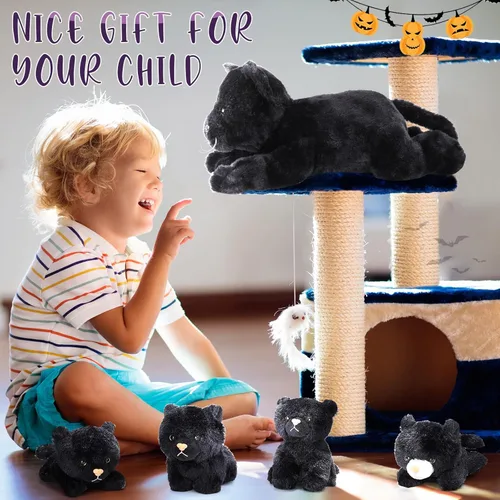 Miniatura 6 de Skylety 5 piezas de animal de peluche de gato con bebés dentro del vientre de gato embarazada mamá gatita con 4 lindos gatitos de peluche esponjosos