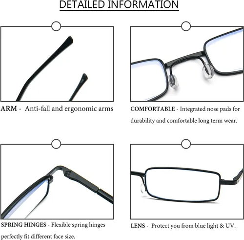 Miniatura 6 de REAVEE Paquete de 5 lentes de lectura portátiles delgados para hombres y mujeres, bloqueo de luz azul para computadora con bolsillo pequeño, estuche