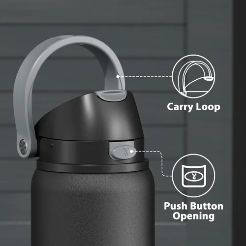 Miniatura 6 de Botella de agua aislada de 32 oz para deportes: Meoky Botella de agua de acero inoxidable con popote 2 en 1 y tapa de boquilla, a prueba de fugas