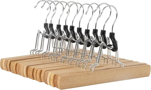Miniatura 8 de Amazon Basics Perchas de madera para pantalones, organizador de armario, cereza, paquete de 10
