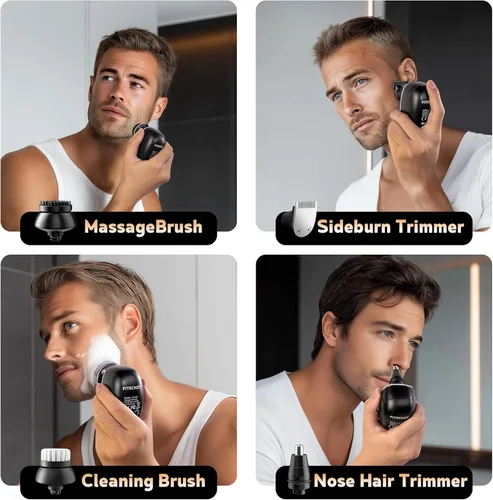 Miniatura 7 de Maquinilla de afeitar eléctrica para hombres, afeitadoras de cabeza para hombres calvos, maquinillas de afeitar eléctricas 5 en 1 con afeitadora