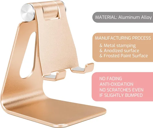 Miniatura 4 de Soporte ajustable del teléfono celular de la aleación de aluminio, soporte del teléfono del metal de sobremesa, base del teléfono de escritorio