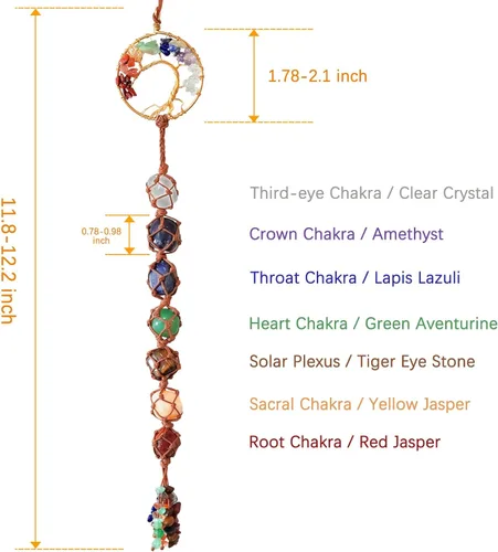 Miniatura 2 de Árbol de la vida - Piedras colgantes de chakras, cristales y piedras curativas, adornos de chakras para árbol de Navidad, regalos de brujas