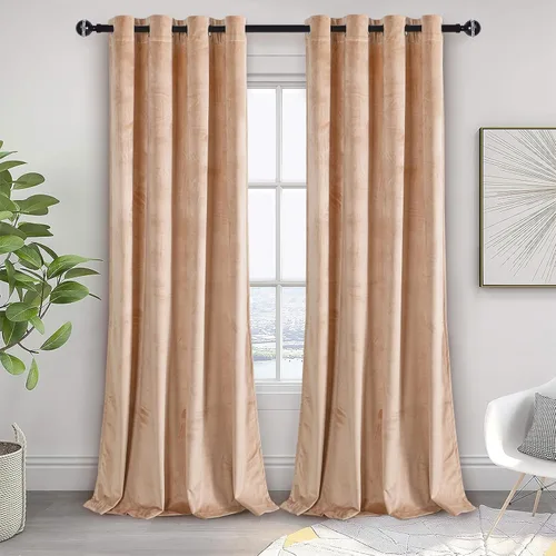 Miniatura 148 de JIUZHEN - Cortinas de terciopelo gris de 63 pulgadas opacas para sala de estar - Cortinas gruesas de terciopelo con ojales para ventana