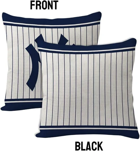 Miniatura 2 de 2 fundas de almohada estilo béisbol de 18 x 18 pulgadas, material de lino, decoración para el sofá del hogar de Nueva York