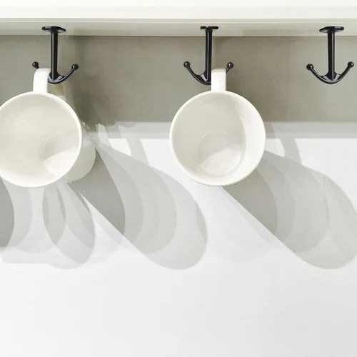 Miniatura 5 de Ganchos de techo de doble punta de aleación de zinc, paquete de 4 ganchos para colgar debajo del estante, toalla colgante, bata, tapa de ropa, baño