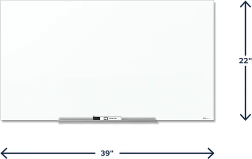 Miniatura 2 de Quartet - Pizarra blanca de borrado en seco, pizarra magnética de vidrio de 39" x 22", formato ancho, pizarra blanca horizontal, InvisaMount, blanco