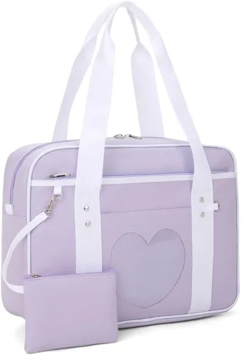 Miniatura 7 de Bolso japonés con ventana en forma de corazón versátil como bolso de hombro para computadora portátil