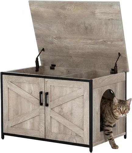 Miniatura 10 de unipaws Muebles Gabinete para Caja de Arena de Gatos, Baño para Gatos, Cubierta de Caja de Arena Oculta, Gabinete para Gato Grande, Cajas de Arena