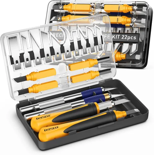 Miniatura 7 de DIYSELF Juego de cuchillos Exacto de 16 piezas, cuchillo de manualidades y kit de cuchillos de pasatiempo, cuchillo de precisión con estuche