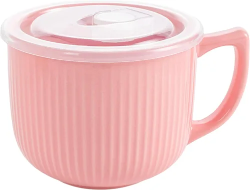 Miniatura 16 de Tazón de sopa de cerámica con asa de 32 onzas – Tazón de ramen para microondas con tapa, tazas y tazas de sopa para cereales, avena, ramen, fideos