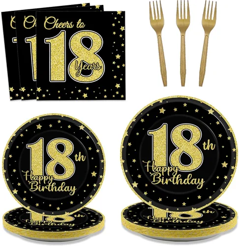 Miniatura 25 de 96 piezas de decoración de cumpleaños número 65 para hombres, platos y servilletas de papel para la mesa de pastel, suministros de mesa