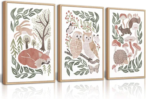 Miniatura 33 de Decoración artística de pared de animales para guardería, imágenes de la habitación del bebé, safari de la selva, lienzo para decoración de pared