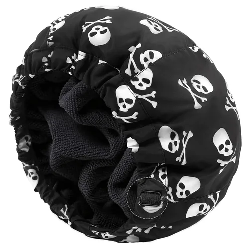 Miniatura 12 de Gorro de ducha para hombre, gorro de baño negro, reversible, con forro de rizo, grande, impermeable, ajustable, banda elástica, dobladillo elástico