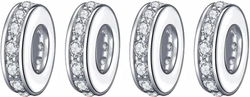 Miniatura 52 de 925 plata esterlina espaciador encanto grano con CZ transparente para pulseras Pandora Charms
