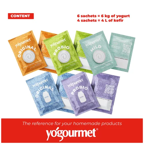 Miniatura 2 de Paquete de variedad Yogourmet (10 sobres) de cultivos iniciales para yogur y kéfir - Haz yogur en casa - Todo natural, sin gluten, kosher, halal
