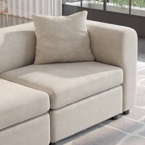 Miniatura 3 de Sofá modular modular de 3 plazas, terciopelo moderno con funda de cojín extraíble y lavable para espacios pequeños, marco de madera maciza, 108.66