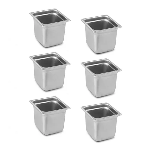 Aplancee Sartenes de 1/6 de acero inoxidable de 6 pulgadas de profundidad, juego de 6 sartenes de mesa de vapor antiatascos para catering, uso de