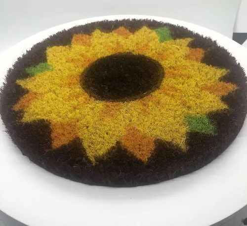 Inserto redondo de girasol de 9 pulgadas para felpudo de 2 x 3 pies, se adapta a Calloway Mills 160012436 Felpudo