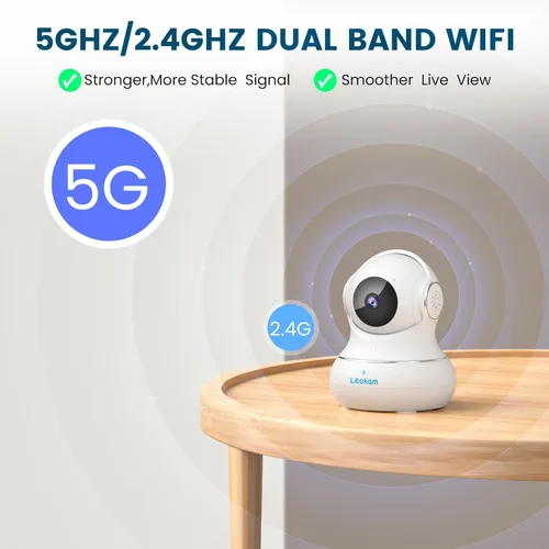 Miniatura 3 de litokam Cámara de seguridad interior de 5MP, cámaras de seguridad WiFi 5G/2.4G para el hogar con aplicación para teléfono, cámara para mascotas