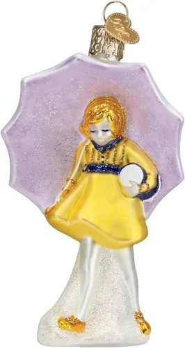 Old World Christmas Morton Umbrella Girl - Adorno de cristal soplado para árbol de Navidad, decoración navideña hecha a mano, colección de cocina