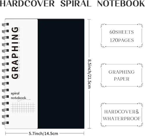 Miniatura 37 de Cuaderno grande en espiral rayado - Paquete de 4 cuadernos rayados de 8.5" x 11" con tapa dura de 7mm, cuaderno de 120 páginas, papel grueso de 100