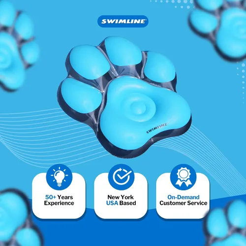 Miniatura 7 de SWIMLINE Original Pet Pawprint Flotador de Piscina – Tumbona de vinilo duradera para adultos y adolescentes – Divertido flotador de piscina