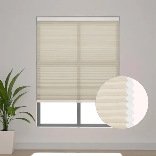 Changshade - Persianas Celulares con Filtrado de Luz sin Cordones para Ventanas Puertas, con Forma de Panal, Aislamiento Térmico, Cancelación de