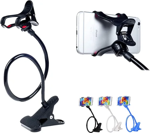 Miniatura 4 de ITART Plástico Flexible Brazos Largo Cuello De Cisne Clip Abrazadera Soporte Universal Teléfono Celular Titular - Negro