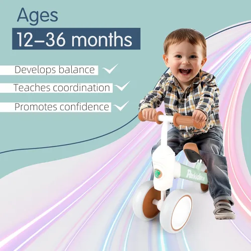 Miniatura 3 de PerKidern Baby Balance Bike for 1-2 Year Old Boys Girls, 12-24 Month Toddler Balance Bike, 4 Wheels Baby Bike Toddler First Birthday Gifts