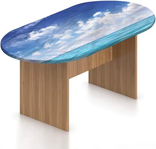 XISUNYA Mantel ovalado ajustable para mesa de patio, poliéster elástico en el océano, mantel ajustable con estampado de tranquilidad para temporada