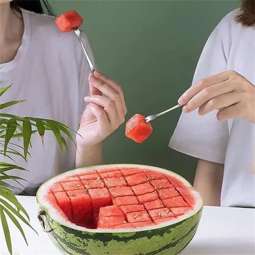 Miniatura 4 de Cortador de sandía, cortador de cubo de sandía de acero inoxidable, cuchillo de sandía rápido seguro, divertidos cuchillos de frutas, ensalada