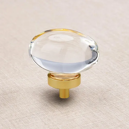 Miniatura 9 de Paquete de 4 pomos y tiradores de cristal para gabinetes, pomos ovalados de cristal para cajones de tocador, pomos de gabinete de cocina negro mate