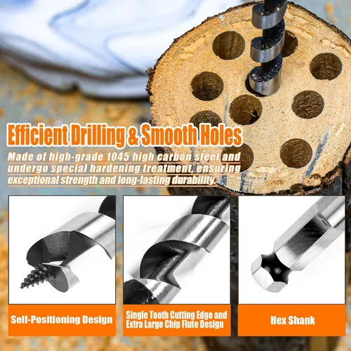 Miniatura 3 de Broca de taladro de 1-1/2 pulgadas x 9 pulgadas para madera, vástago hexagonal de 1-1/2 pulgadas, broca larga para madera suave y dura, plástico