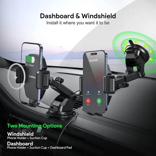 Miniatura 4 de Cargador de coche inalámbrico para teléfono, cargador de coche de carga rápida de 15 W con sujeción automática, cargador de coche soporte