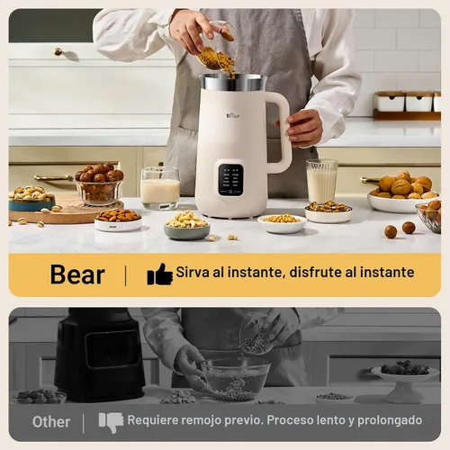 Miniatura 7 de Bear 8 en 1 máquina para hacer leche de nueces, 40oz/1.2L máquina para hacer leche de soja con auto limpieza/retraso de 12H/mantener caliente por