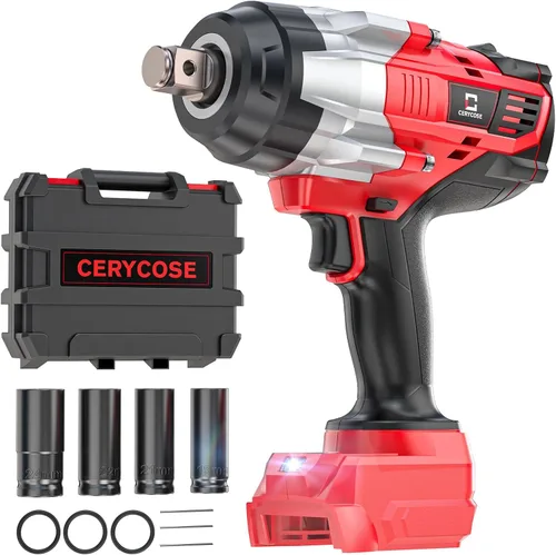 Miniatura 11 de Llave de impacto inalámbrica de 1/2 pulgada compatible con batería Dewalt: Llave de impacto de alto torque de 1700 pies-libras, herramienta